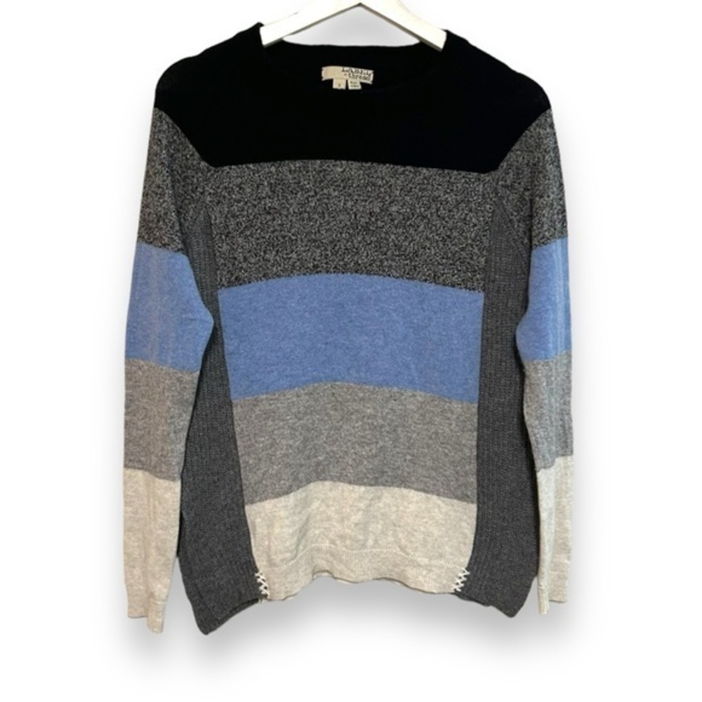 Label‎ + thread S wool cashmere blend sweater crewneck Colorblock stripe soft